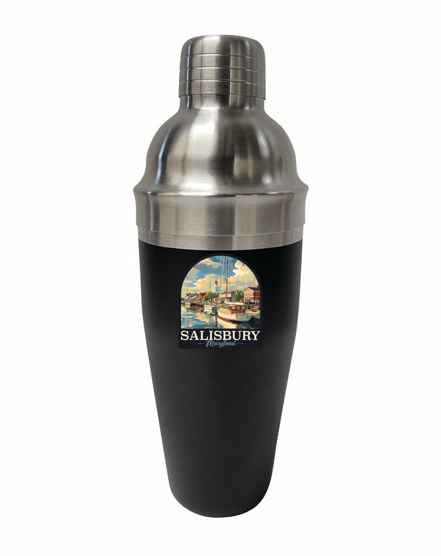 Salisbury Maryland Port of Salisbury Marina Design Souvenir 24 oz Stainless Steel Cocktail Shaker Black Single