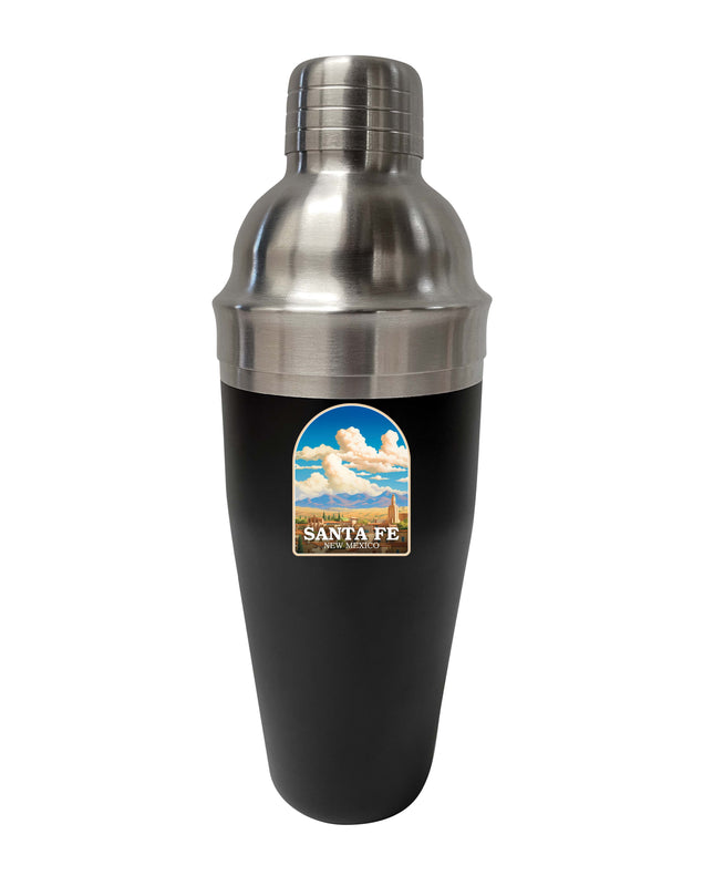 Santa Fe New Mexico Design A Souvenir 24 oz Stainless Steel Cocktail Shaker Black 4-Pack