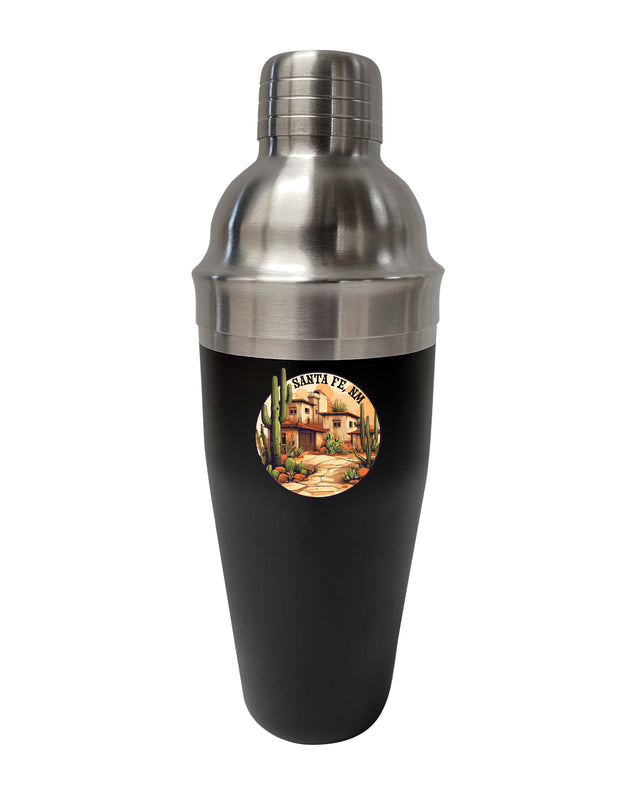 Santa Fe New Mexico Design D Souvenir 24 oz Stainless Steel Cocktail Shaker Black Single