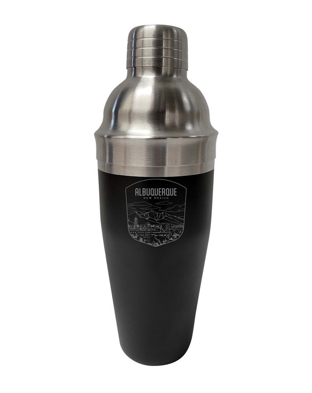 Albuquerque New Mexico Souvenir 24 oz Engraved Stainless Steel Cocktail Shaker Black Single Unit