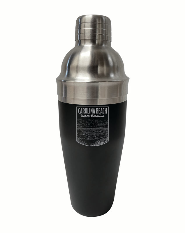 Carolina Beach North Carolina Souvenir 24 oz Engraved Stainless Steel Cocktail Shaker Black Single Unit