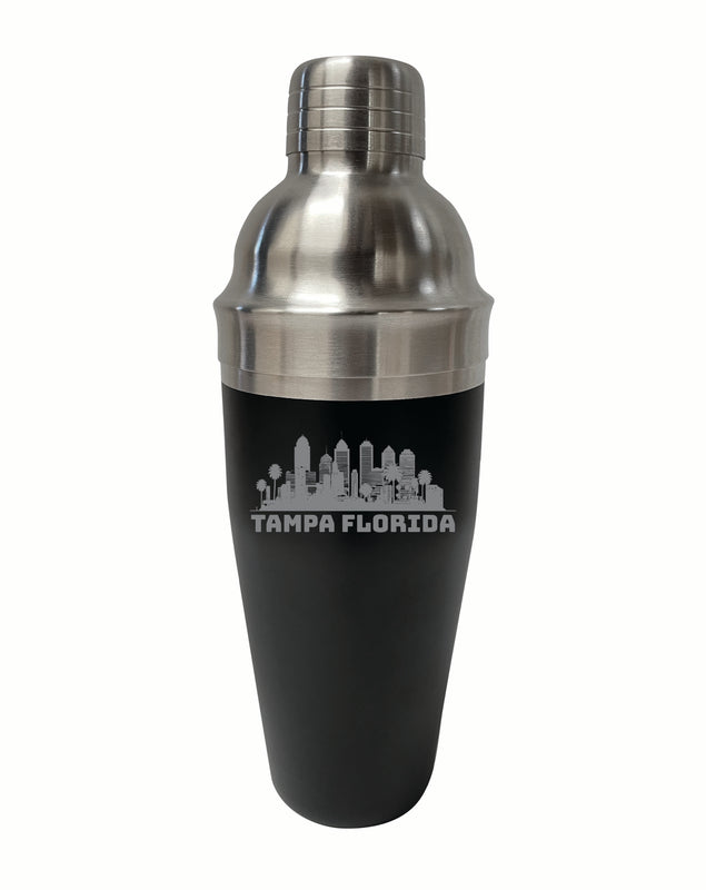 Tampa Florida Souvenir 24 oz Engraved Stainless Steel Cocktail Shaker Black Single Unit
