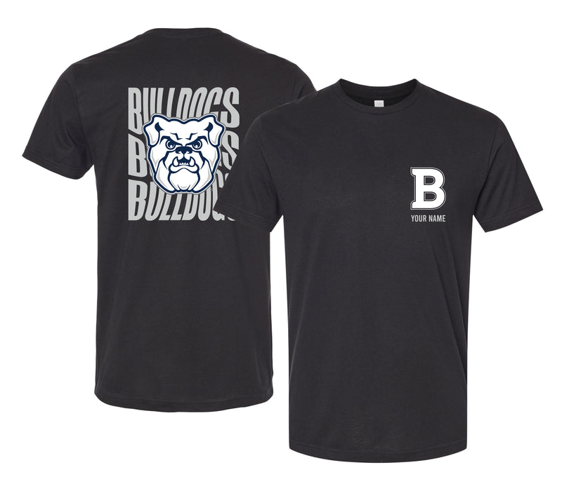 Butler Bulldogs Offic. Licensed Custom Unisex T-Shirt – Left Chest and Large Back Ripple Design XS