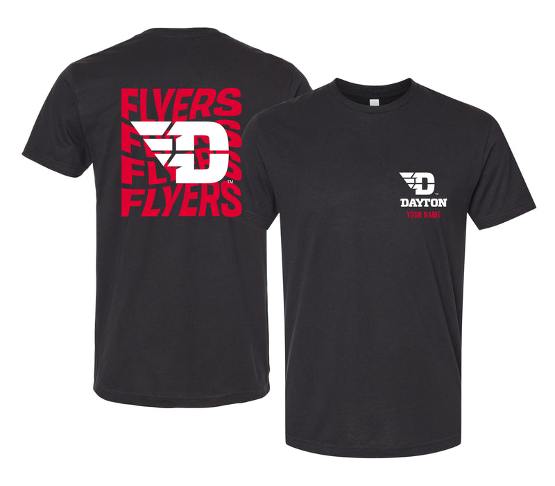 Dayton Flyers Offic. Licensed Custom Unisex T-Shirt – Left Chest and Large Back Ripple Design XS