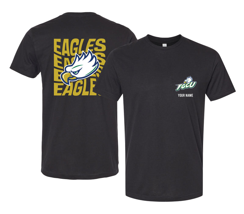 Florida Gulf Coast Eagles Offic. Licensed Custom Unisex T-Shirt – Left Chest and Large Back Ripple Design XS