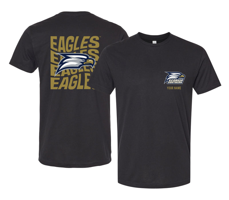 Georgia Southern Eagles Offic. Licensed Custom Unisex T-Shirt – Left Chest and Large Back Ripple Design XS