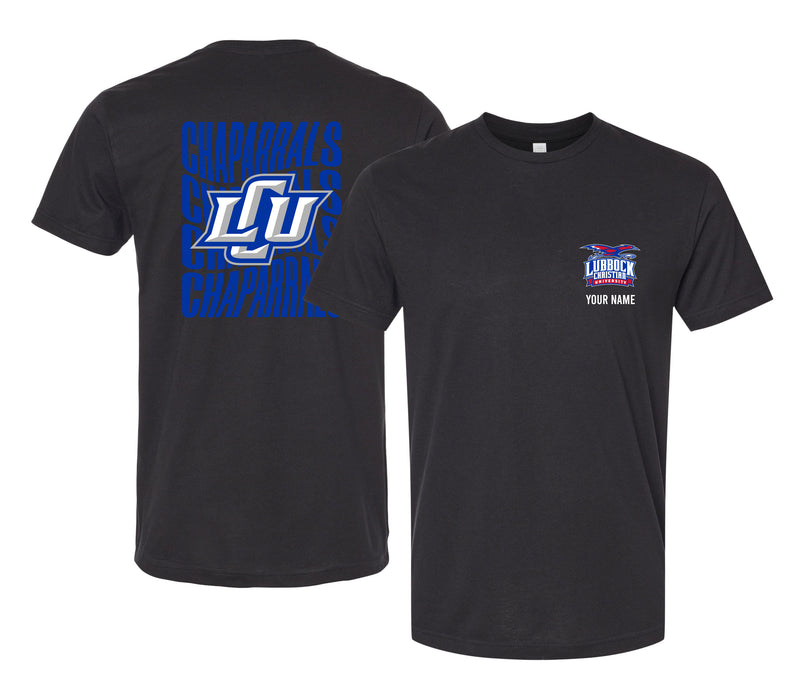 Lubbock Christian University Chaparral Offic. Licensed Custom Unisex T-Shirt – Left Chest and Large Back Ripple Design XS
