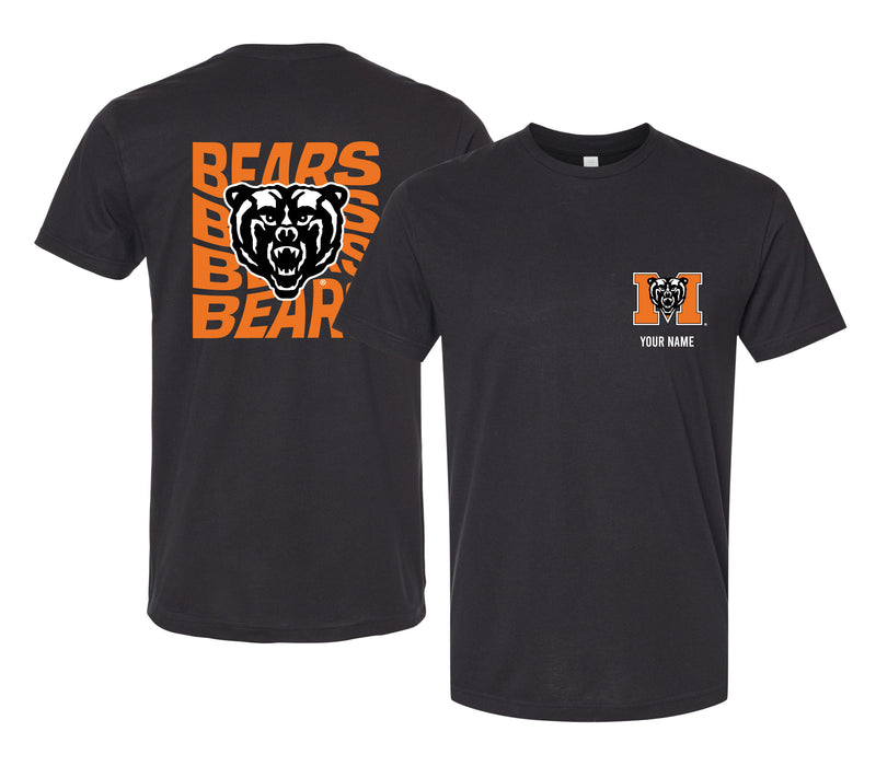 Mercer University Offic. Licensed Custom Unisex T-Shirt – Left Chest and Large Back Ripple Design XS