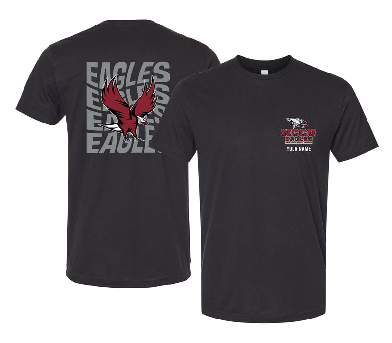 North Carolina Central Eagles Offic. Licensed Custom Unisex T-Shirt – Left Chest and Large Back Ripple Design XS