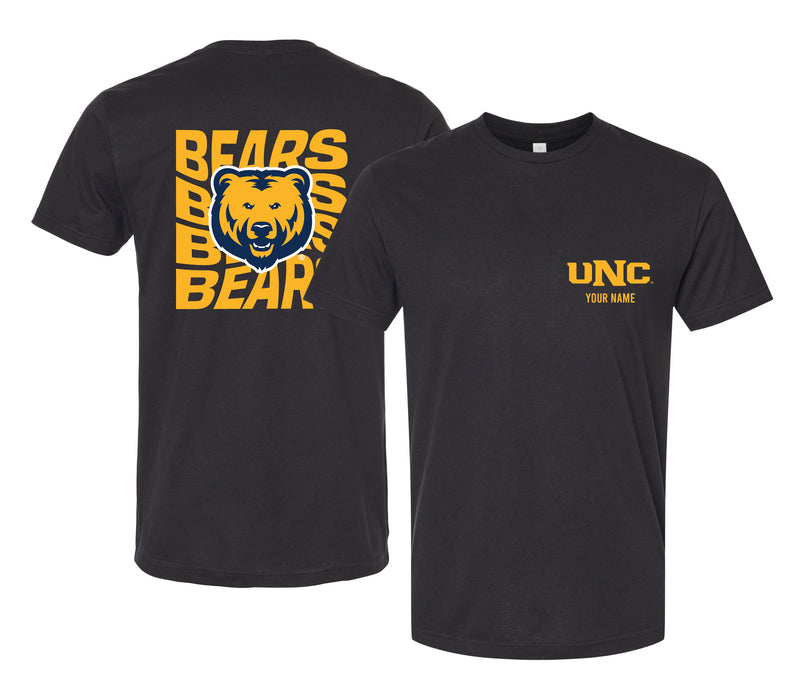 Northern Colorado Bears Offic. Licensed Custom Unisex T-Shirt – Left Chest and Large Back Ripple Design XS
