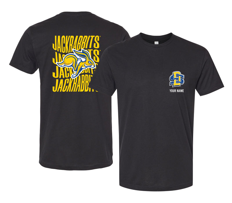 South Dakota State Jackrabbits Offic. Licensed Custom Unisex T-Shirt – Left Chest and Large Back Ripple Design XS