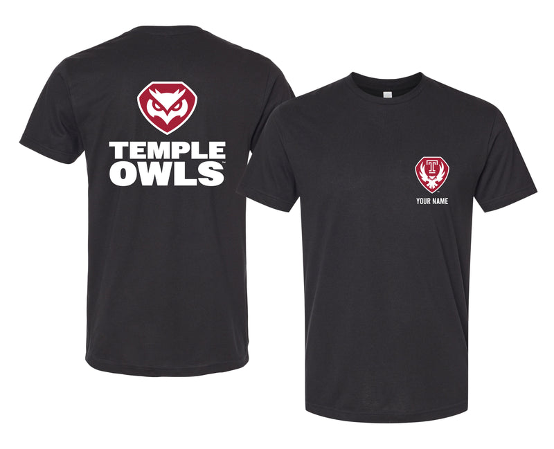Temple University Offic. Licensed Custom Unisex T-Shirt – Left Chest and Large Back Ripple Design XS