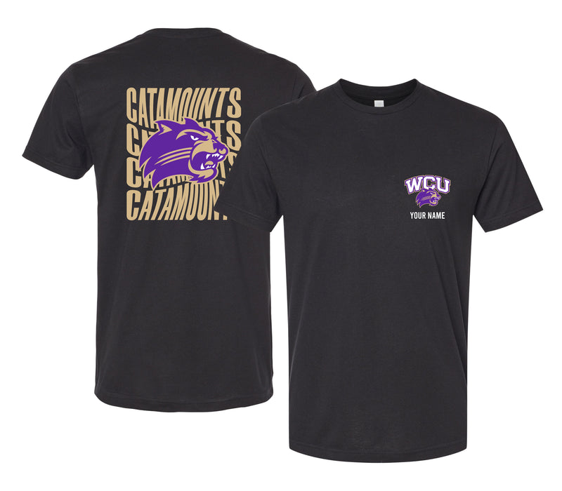 Western Carolina University Offic. Licensed Custom Unisex T-Shirt – Left Chest and Large Back Ripple Design XS