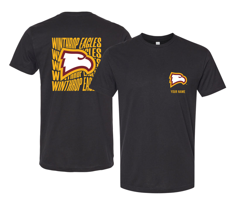 Winthrop University Offic. Licensed Custom Unisex T-Shirt – Left Chest and Large Back Ripple Design XS
