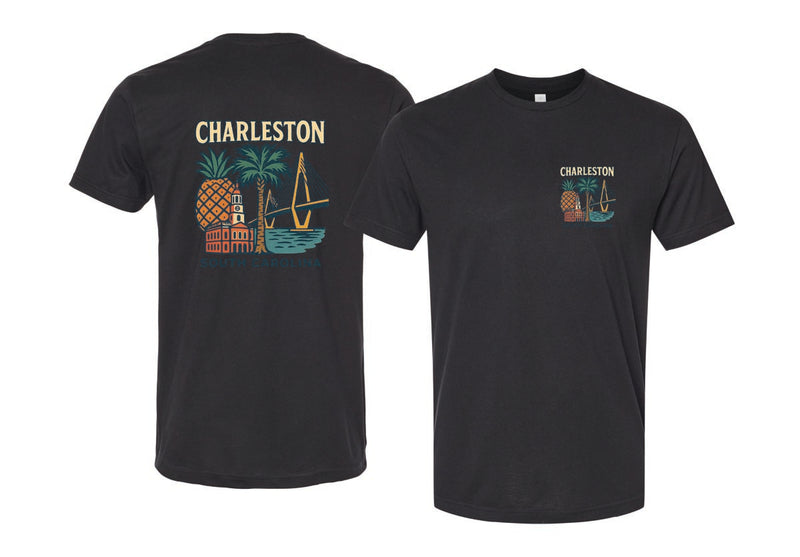 Charleston South Carolina Vintage Design Souvenir Unisex Cotton Crew Neck T-Shirt