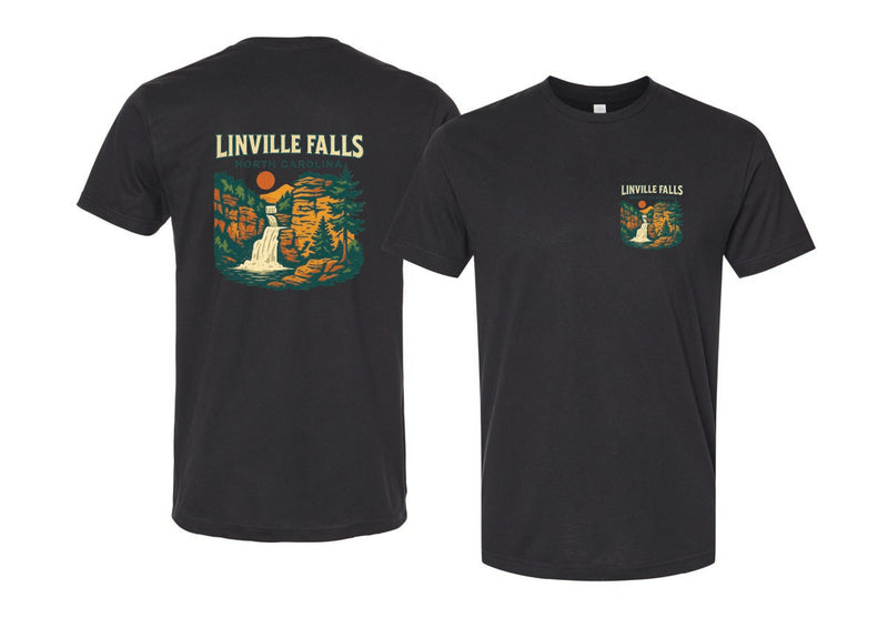 Linville Falls North Carolina Vintage Design Souvenir Unisex Cotton Crew Neck T-Shirt