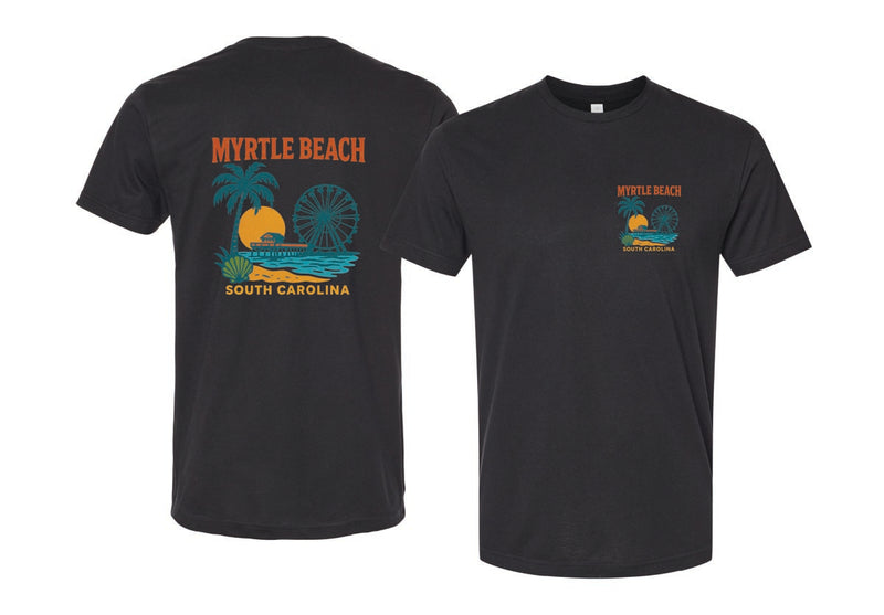Myrtle Beach South Carolina Vintage Design Souvenir Unisex Cotton Crew Neck T-Shirt