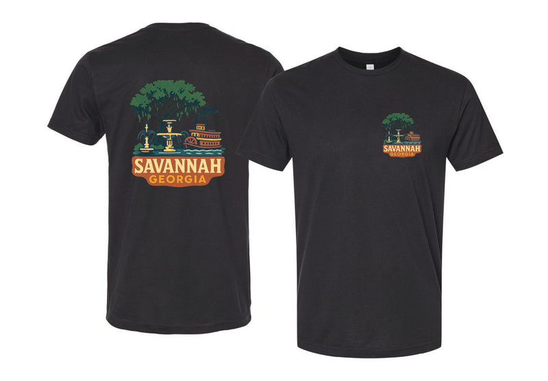 Savannah Georgia Vintage Design Souvenir Unisex Cotton Crew Neck T-Shirt
