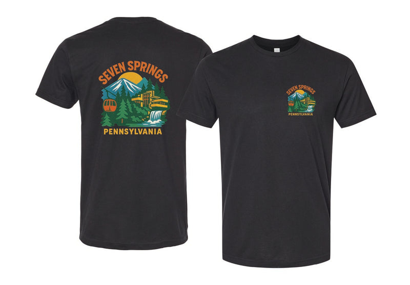 Seven Springs Pennsylvania Vintage Design Souvenir Unisex Cotton Crew Neck T-Shirt
