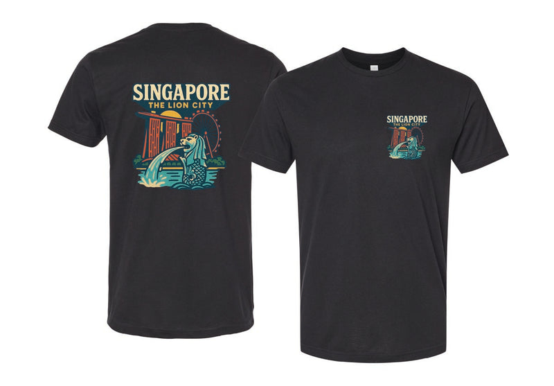 Singapore Vintage Design Souvenir Unisex Cotton Crew Neck T-Shirt