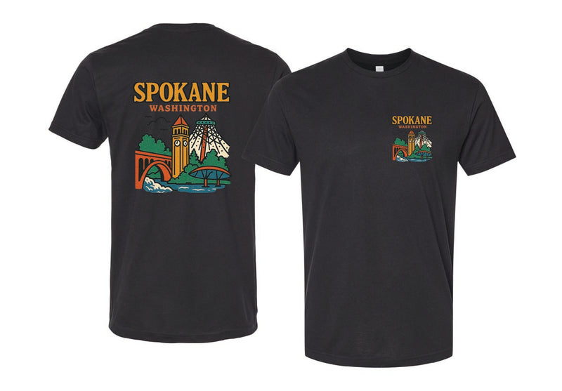 Spokane Washington Vintage Design Souvenir Unisex Cotton Crew Neck T-Shirt