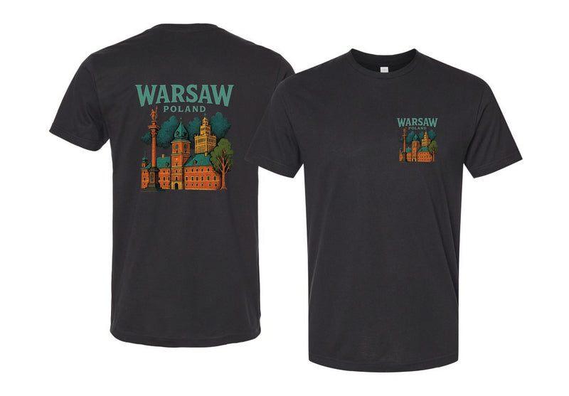 Warsaw Poland Vintage Design Souvenir Unisex Cotton Crew Neck T-Shirt