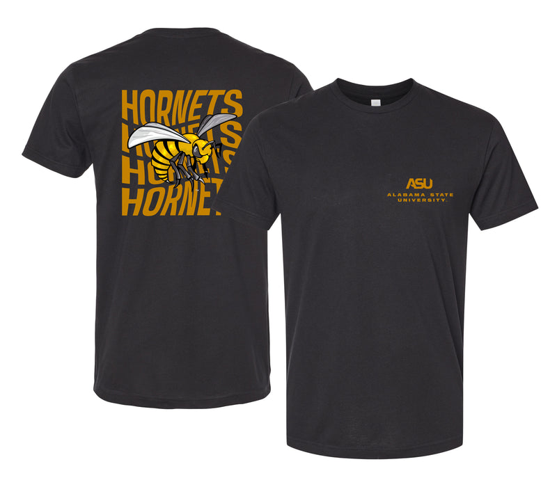 Alabama State University Officially Licensed Unisex Cotton T-Shirt – Left Chest and Large Back RippleDesign