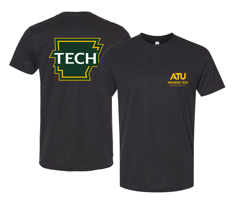 Arkansas Tech University Officially Licensed Unisex Cotton T-Shirt – Left Chest and Large Back RippleDesign