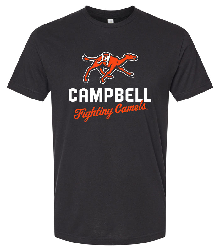 Campbell University Fighting Camels Officially Licensed Unisex Cotton T-Shirt – Large Front ScriptDesign