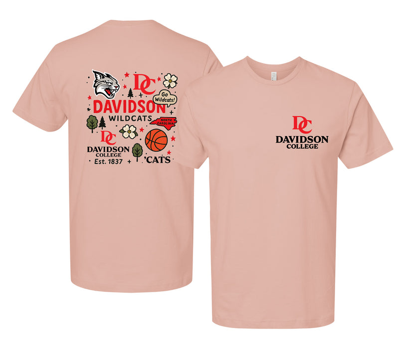 Davidson College Officially Licensed Unisex T-Shirt – Left Chest and Large Back Medley Design