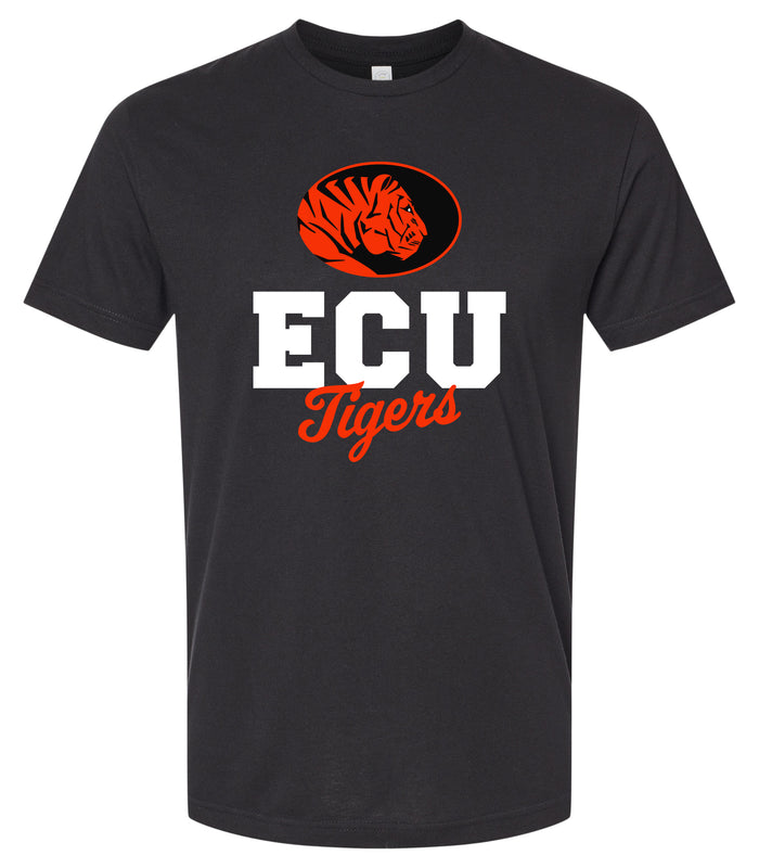 East Central University Tigers Officially Licensed Unisex Cotton T-Shirt – Large Front ScriptDesign