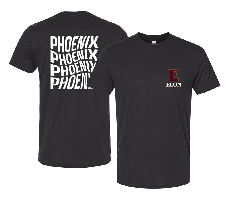 Elon University Officially Licensed Unisex Cotton T-Shirt – Left Chest and Large Back RippleDesign