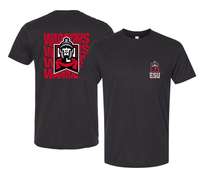East Stroudsburg University Officially Licensed Unisex Cotton T-Shirt – Left Chest and Large Back RippleDesign
