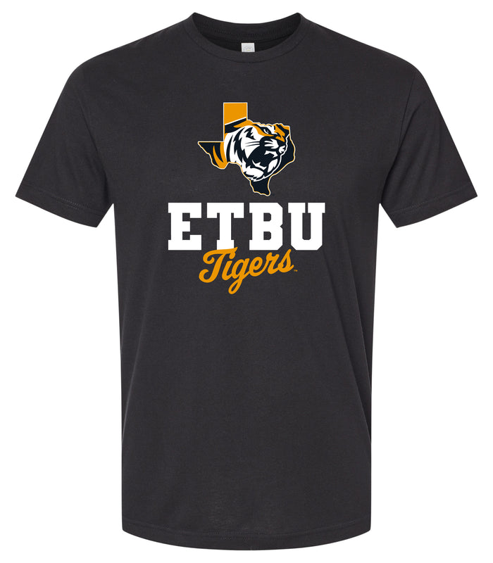East Texas Baptist University Officially Licensed Unisex Cotton T-Shirt – Large Front ScriptDesign