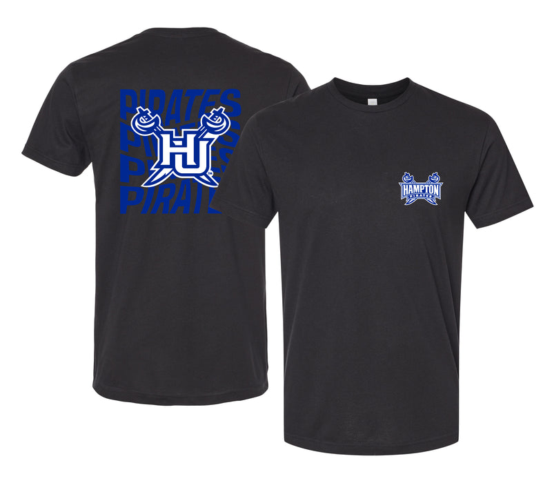 Hampton University Officially Licensed Unisex T-Shirt – Left Chest and Large Back Ripple Design