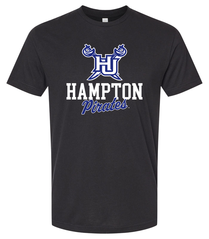 Hampton University Officially Licensed Unisex Cotton T-Shirt – Large Front ScriptDesign