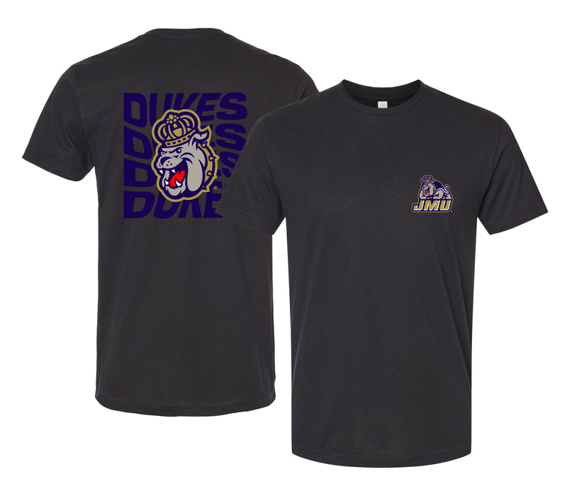 James Madison Dukes Officially Licensed Unisex T-Shirt – Left Chest and Large Back Ripple Design