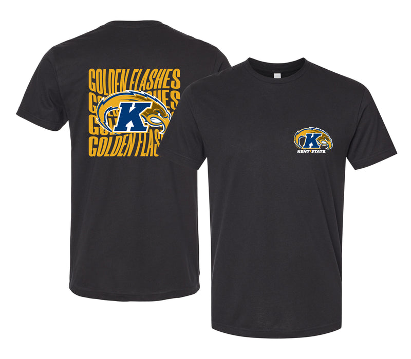 Kent State University Officially Licensed Unisex Cotton T-Shirt – Left Chest and Large Back RippleDesign