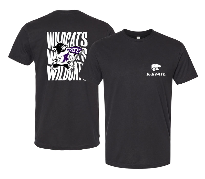 Kansas State Wildcats Officially Licensed Unisex Cotton T-Shirt – Left Chest and Large Back RippleDesign