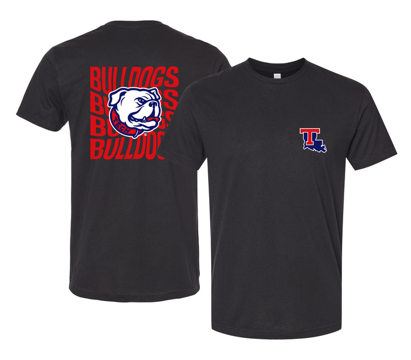 Louisiana Tech Bulldogs Officially Licensed Unisex Cotton T-Shirt – Left Chest and Large Back RippleDesign