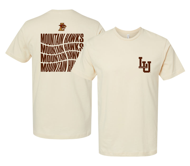 Lehigh University Mountain Hawks Officially Licensed Unisex T-Shirt – Left Chest and Large Back Ripple Design