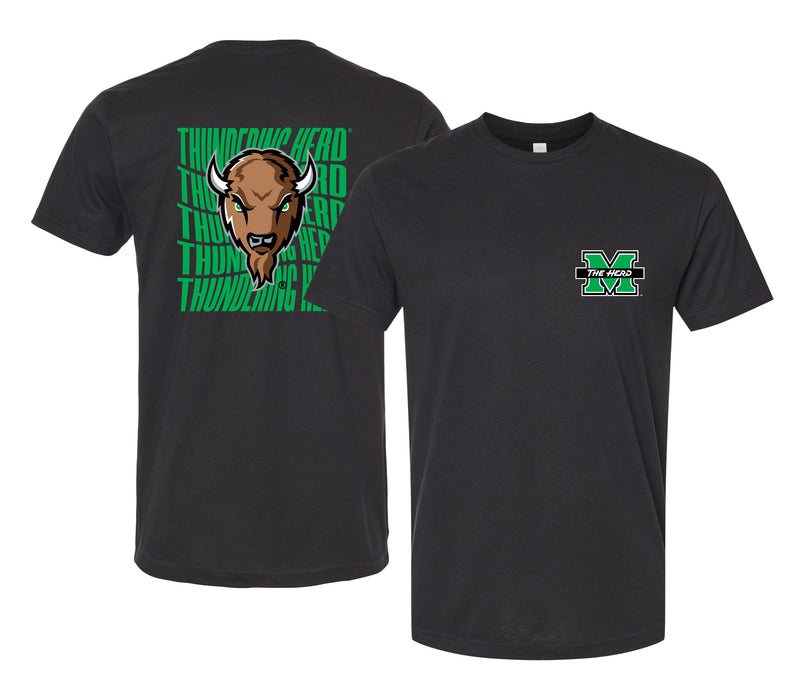 Marshall Thundering Herd Officially Licensed Unisex T-Shirt – Left Chest and Large Back Ripple Design