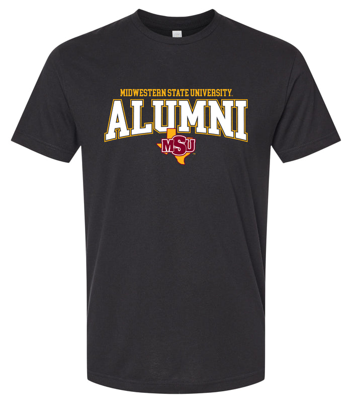 Midwestern State University Mustangs Officially Licensed Unisex Cotton T-Shirt – Large Front Alumni Design