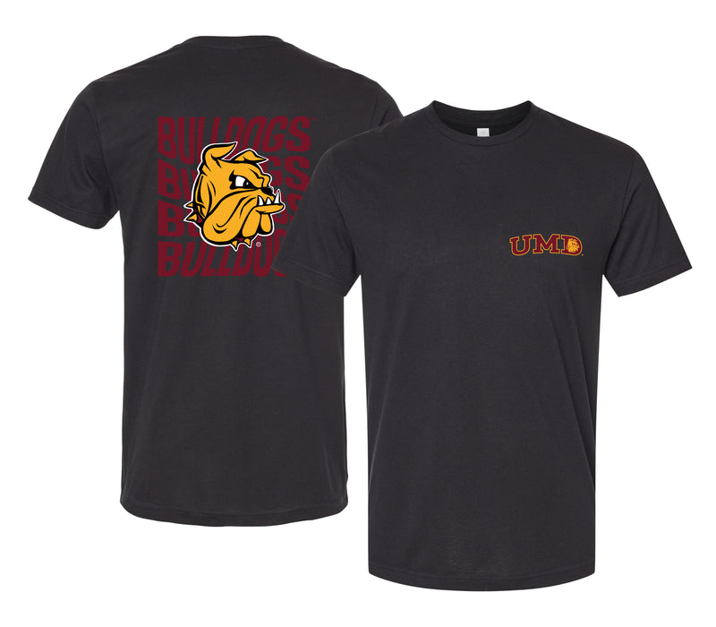 Minnesota Duluth Bulldogs Officially Licensed Unisex T-Shirt – Left Chest and Large Back Ripple Design