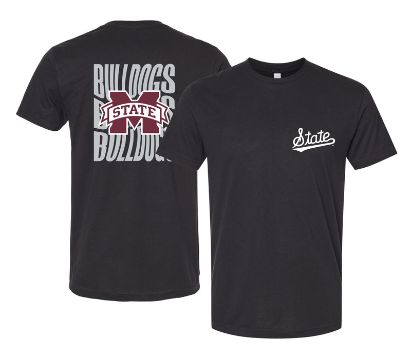 Mississippi State Bulldogs Officially Licensed Unisex Cotton T-Shirt – Left Chest and Large Back RippleDesign
