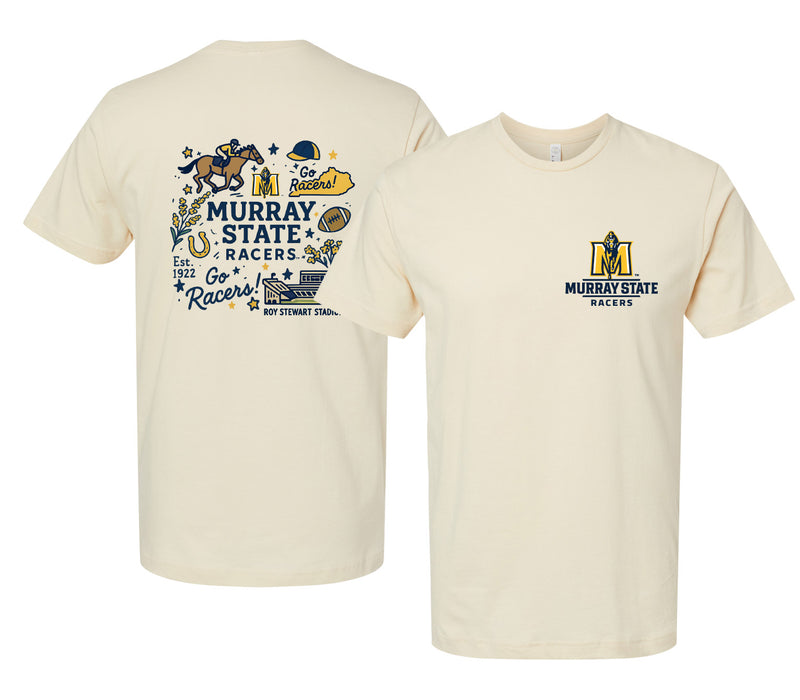 Murray State University Officially Licensed Unisex T-Shirt – Left Chest and Large Back Medley Design