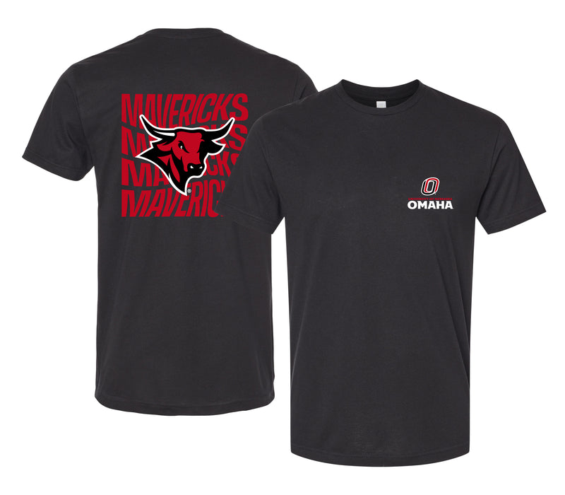Nebraska at Omaha Officially Licensed Unisex T-Shirt – Left Chest and Large Back Ripple Design