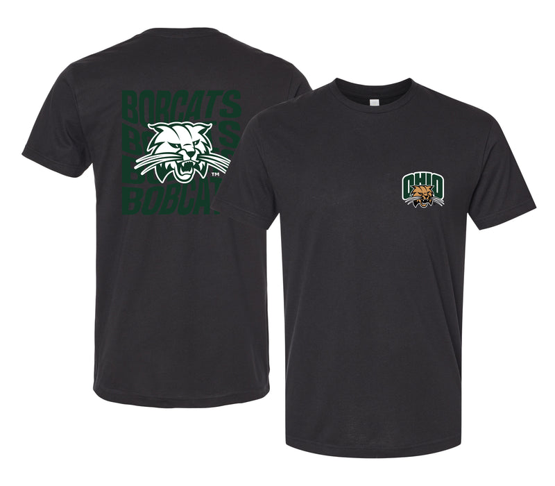 Ohio University Officially Licensed Unisex Cotton T-Shirt – Left Chest and Large Back Ripple Design XS