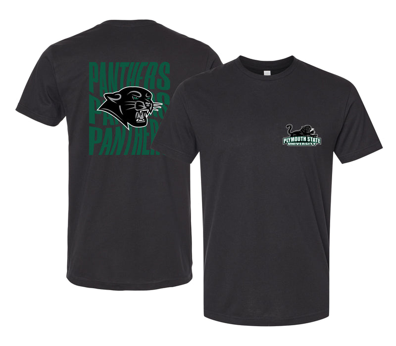 Plymouth State University Officially Licensed Unisex Cotton T-Shirt – Left Chest and Large Back Ripple Design XS