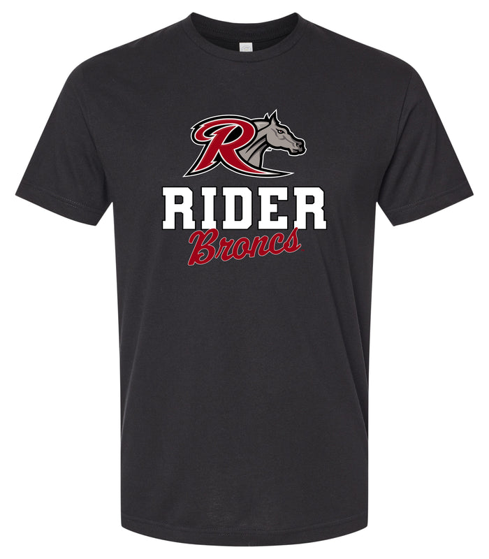 Rider University Broncs Officially Licensed Unisex Cotton T-Shirt – Large Front Script Design XS